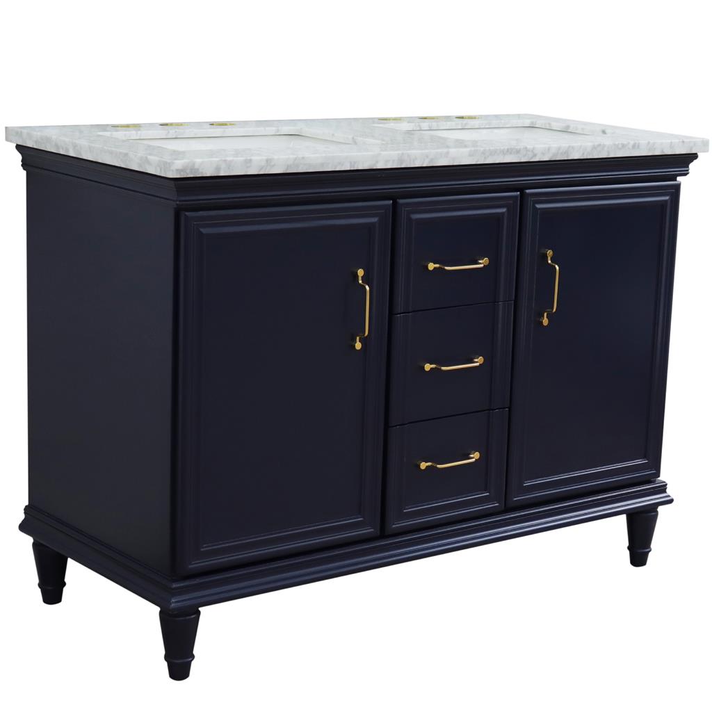 Bellaterra Home, Forli 49" Blue Double Vanity, Rectangle Sink, White Carrara Marble#top-options_white-carrara-marble-top