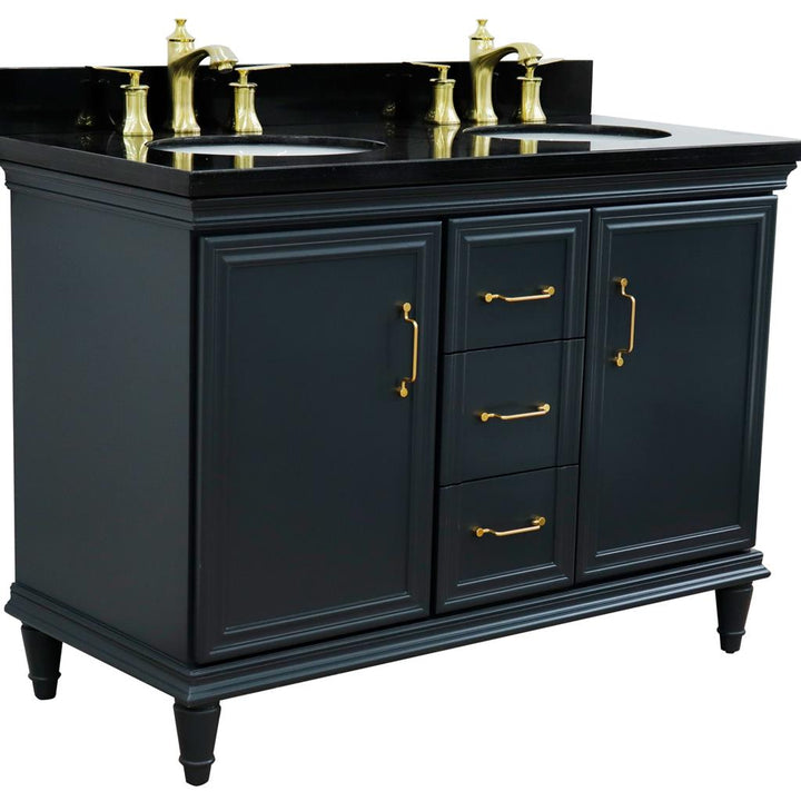 Bellaterra Home, Forli 49" Dark Gray Double Vanity, Oval Sink, Black Galaxy Granite#top-options_black-galaxy-granite-top