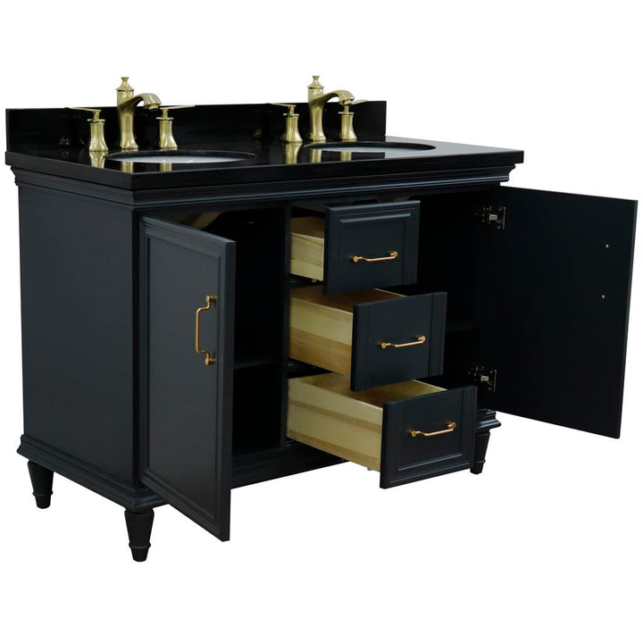Bellaterra Home, Forli 49" Dark Gray Double Vanity, Oval Sink, Black Galaxy Granite#top-options_black-galaxy-granite-top