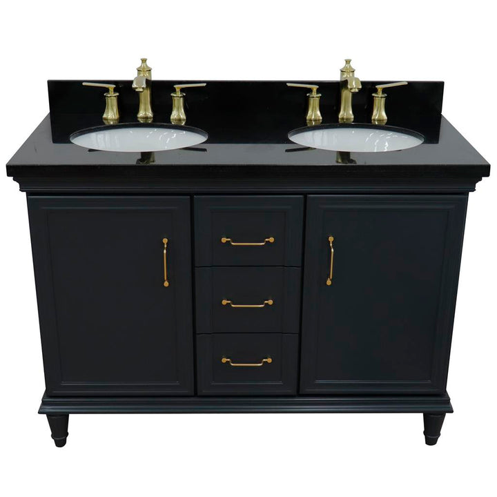 Bellaterra Home, Forli 49" Dark Gray Double Vanity, Oval Sink, Black Galaxy Granite#top-options_black-galaxy-granite-top
