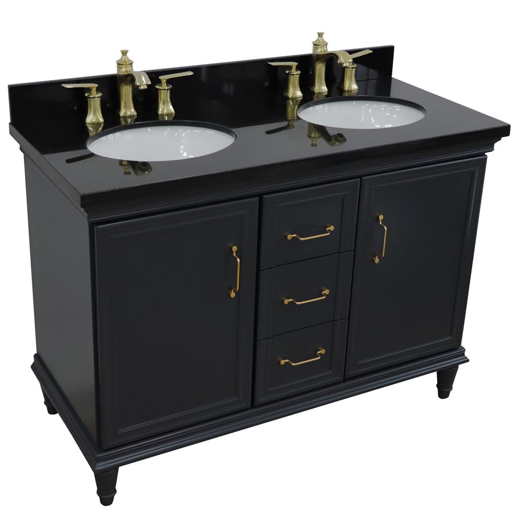 Bellaterra Home, Forli 49" Dark Gray Double Vanity, Oval Sink, Black Galaxy Granite#top-options_black-galaxy-granite-top