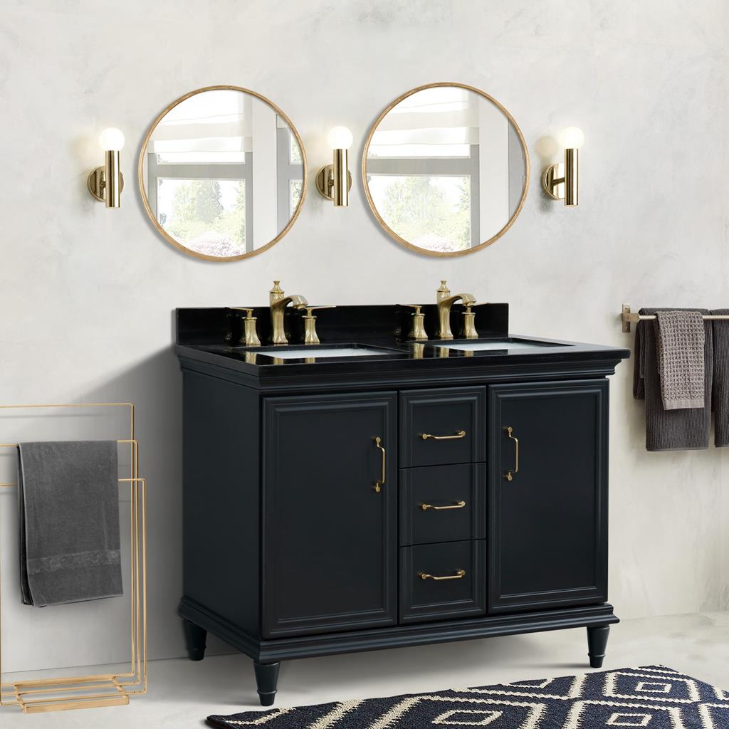 Bellaterra Home, Forli 49" Dark Gray Double Vanity, Rectangle Sink, Black Galaxy Granite#top-options_black-galaxy-granite-top