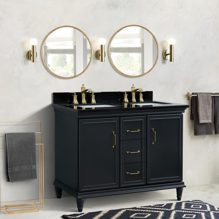 Bellaterra Home, Forli 49" Dark Gray Double Vanity, Rectangle Sink, Black Galaxy Granite#top-options_black-galaxy-granite-top