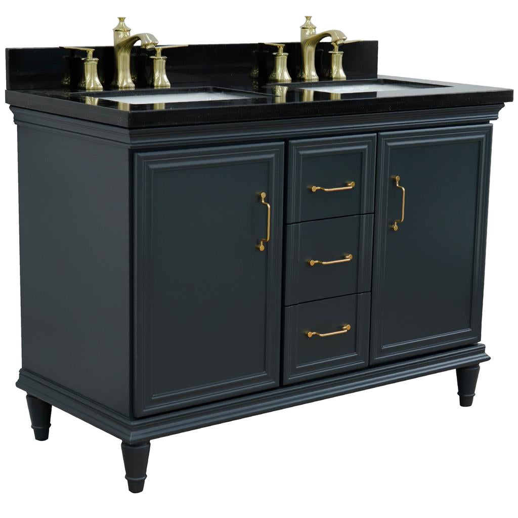 Bellaterra Home, Forli 49" Dark Gray Double Vanity, Rectangle Sink, Black Galaxy Granite#top-options_black-galaxy-granite-top