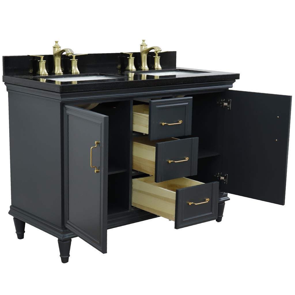 Bellaterra Home, Forli 49" Dark Gray Double Vanity, Rectangle Sink, Black Galaxy Granite#top-options_black-galaxy-granite-top