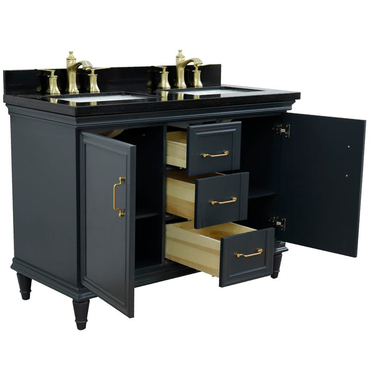 Bellaterra Home, Forli 49" Dark Gray Double Vanity, Rectangle Sink, Black Galaxy Granite#top-options_black-galaxy-granite-top