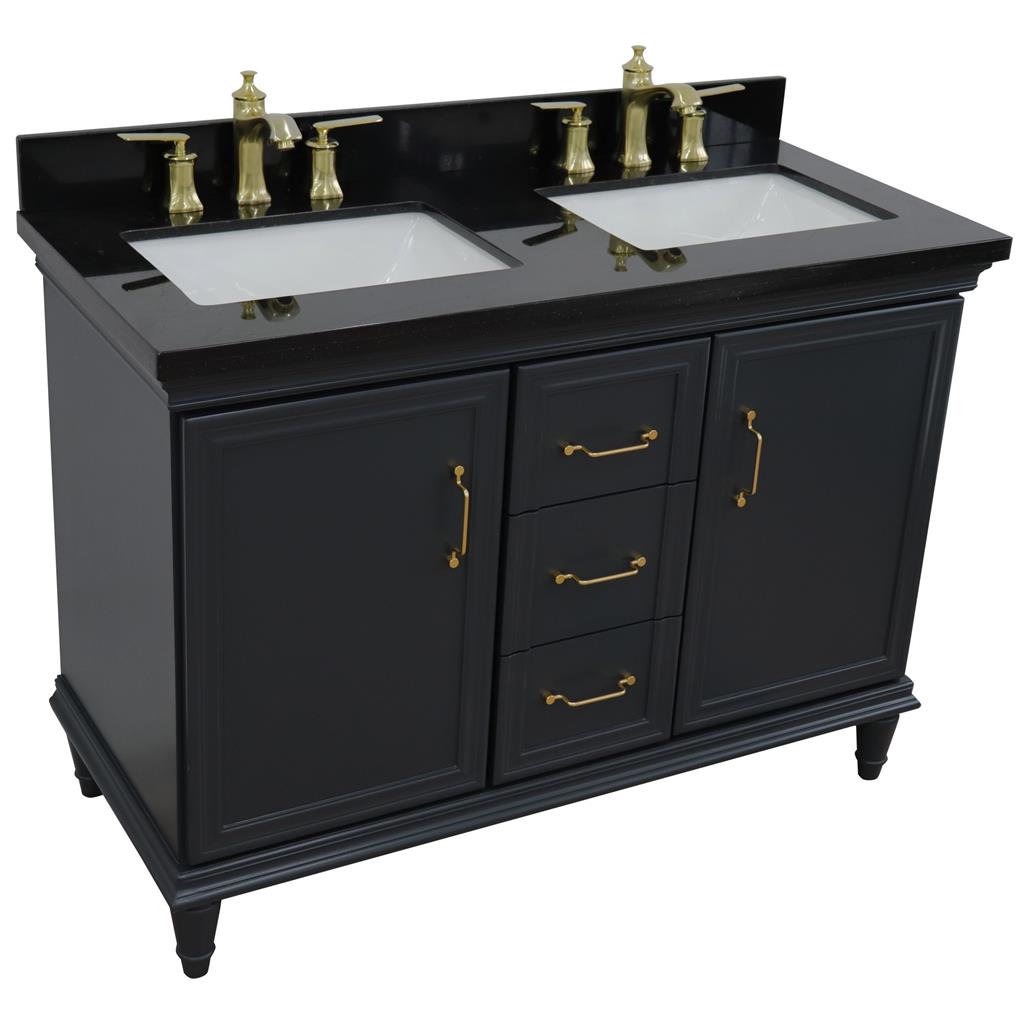 Bellaterra Home, Forli 49" Dark Gray Double Vanity, Rectangle Sink, Black Galaxy Granite#top-options_black-galaxy-granite-top