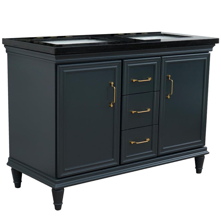 Bellaterra Home, Forli 49" Dark Gray Double Vanity, Rectangle Sink, Black Galaxy Granite#top-options_black-galaxy-granite-top