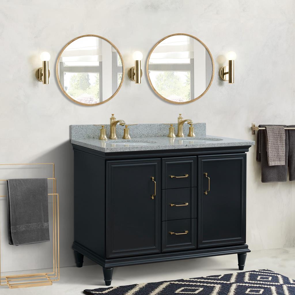 Bellaterra Home, Forli 49" Dark Gray Double Vanity, Oval Sink, Gray Granite#top-options_gray-granite-top