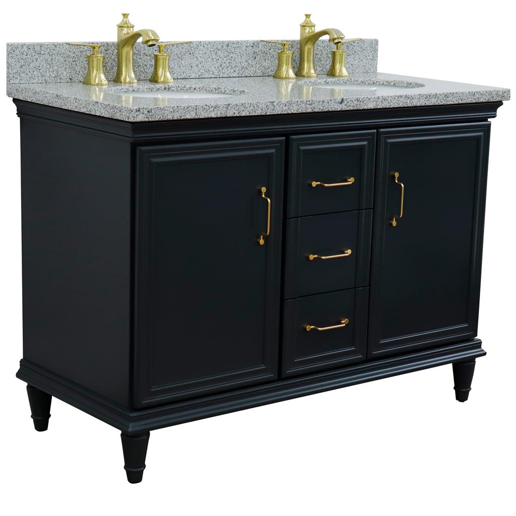 Bellaterra Home, Forli 49" Dark Gray Double Vanity, Oval Sink, Gray Granite#top-options_gray-granite-top