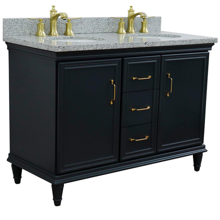 Bellaterra Home, Forli 49" Dark Gray Double Vanity, Oval Sink, Gray Granite#top-options_gray-granite-top