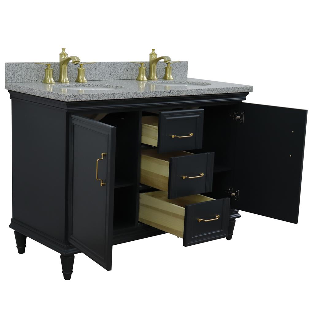 Bellaterra Home, Forli 49" Dark Gray Double Vanity, Oval Sink, Gray Granite#top-options_gray-granite-top