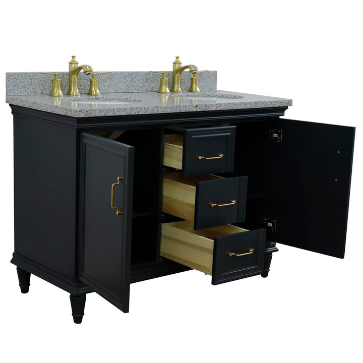 Bellaterra Home, Forli 49" Dark Gray Double Vanity, Oval Sink, Gray Granite#top-options_gray-granite-top