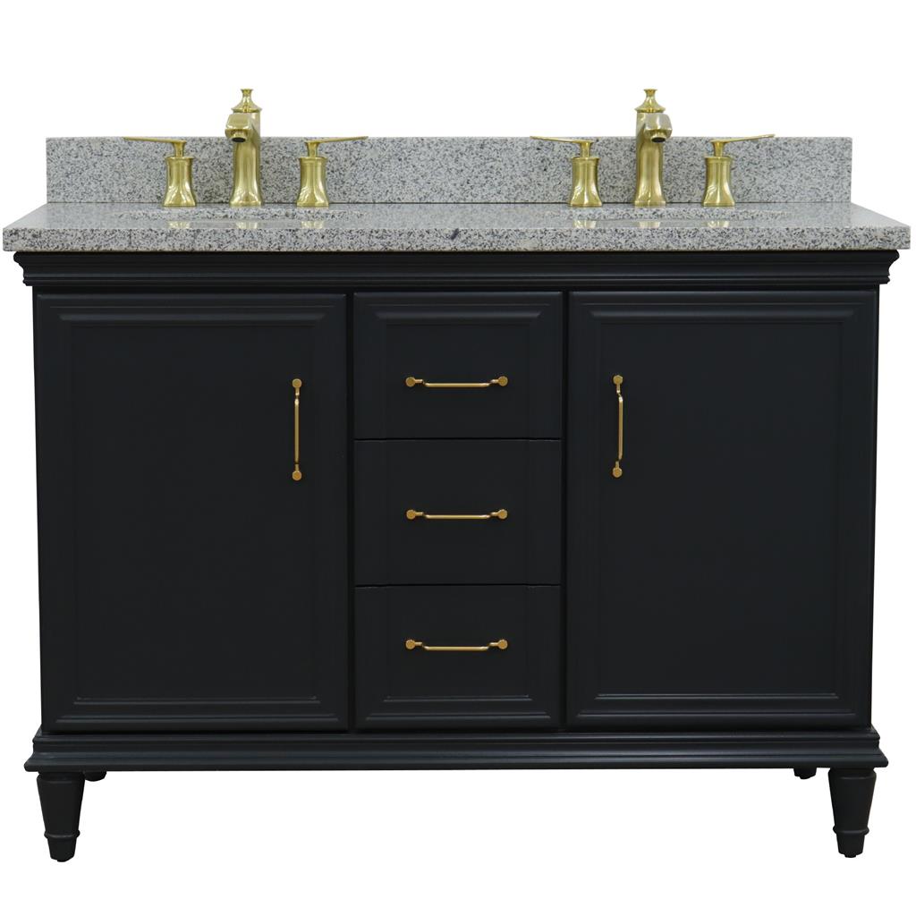 Bellaterra Home, Forli 49" Dark Gray Double Vanity, Oval Sink, Gray Granite#top-options_gray-granite-top