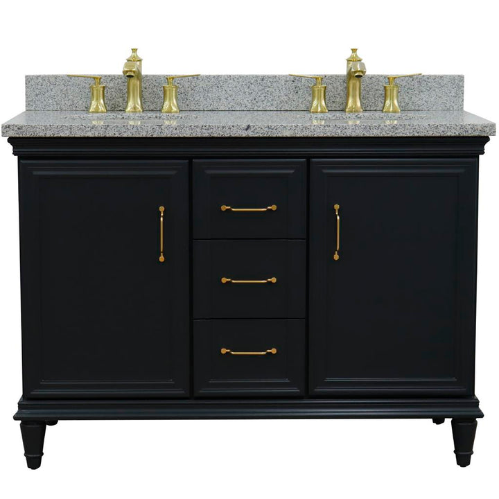 Bellaterra Home, Forli 49" Dark Gray Double Vanity, Oval Sink, Gray Granite#top-options_gray-granite-top