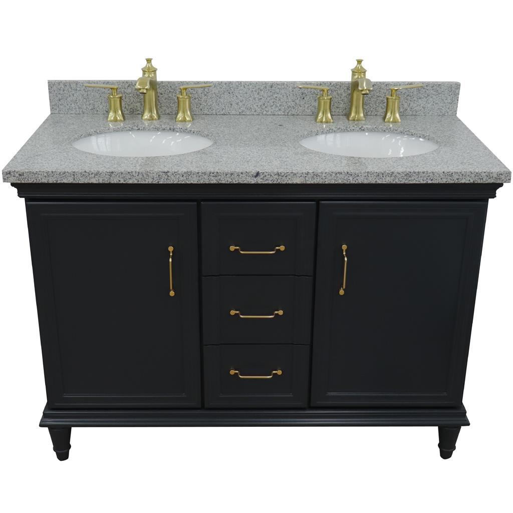 Bellaterra Home, Forli 49" Dark Gray Double Vanity, Oval Sink, Gray Granite#top-options_gray-granite-top
