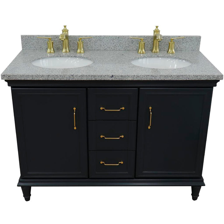 Bellaterra Home, Forli 49" Dark Gray Double Vanity, Oval Sink, Gray Granite#top-options_gray-granite-top