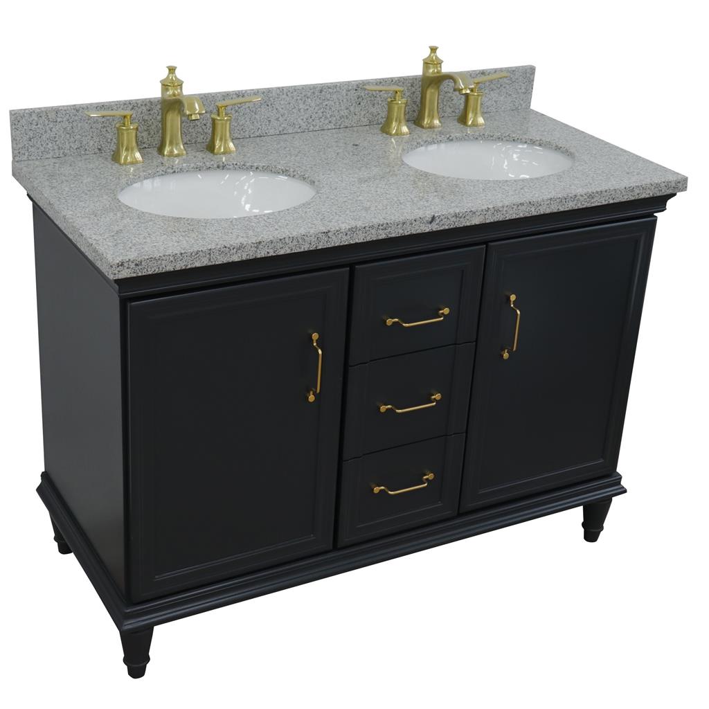Bellaterra Home, Forli 49" Dark Gray Double Vanity, Oval Sink, Gray Granite#top-options_gray-granite-top