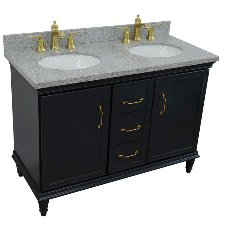 Bellaterra Home, Forli 49" Dark Gray Double Vanity, Oval Sink, Gray Granite#top-options_gray-granite-top