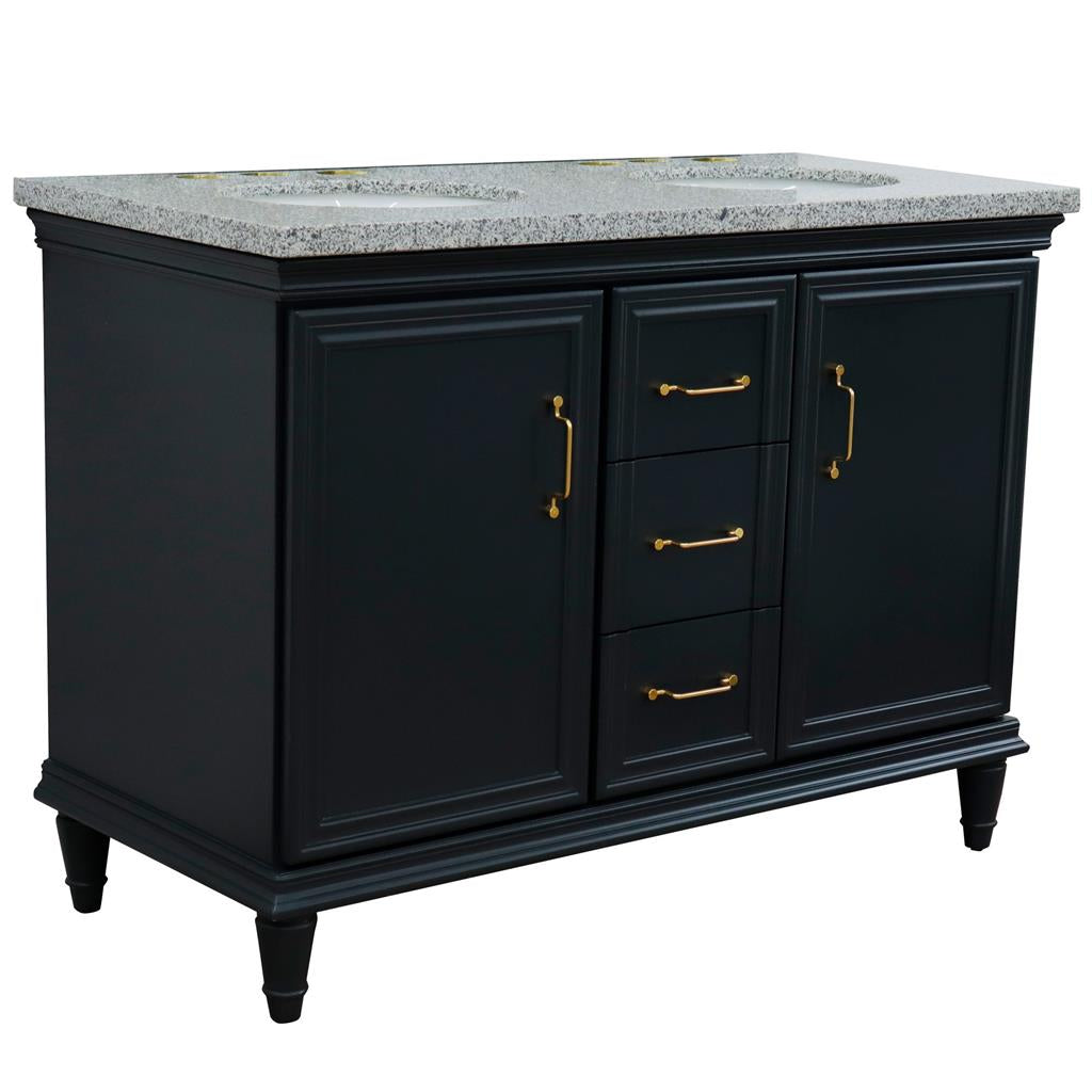 Bellaterra Home, Forli 49" Dark Gray Double Vanity, Oval Sink, Gray Granite#top-options_gray-granite-top