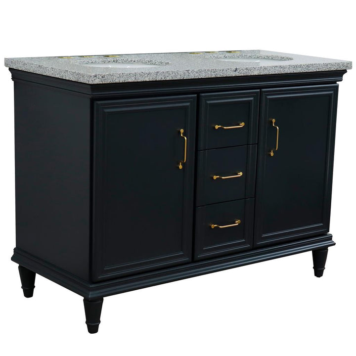 Bellaterra Home, Forli 49" Dark Gray Double Vanity, Oval Sink, Gray Granite#top-options_gray-granite-top