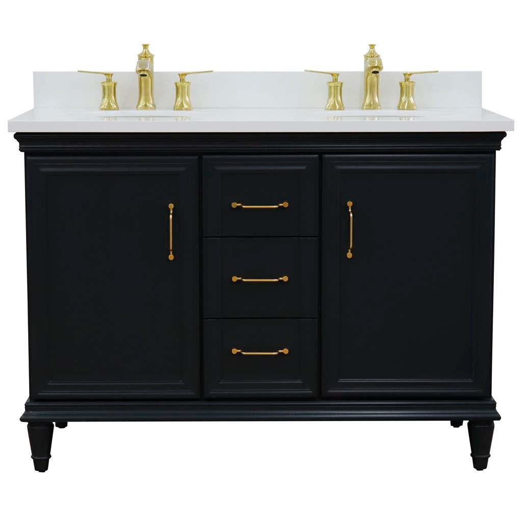 Bellaterra Home, Forli 49" Dark Gray Double Vanity, Oval Sink, White Quartz#top-options_white-quartz-top