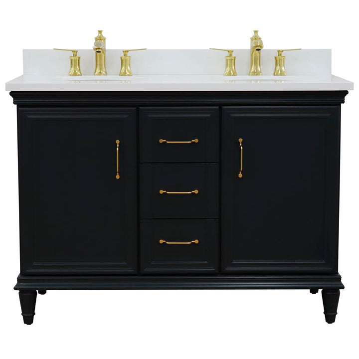 Bellaterra Home, Forli 49" Dark Gray Double Vanity, Oval Sink, White Quartz#top-options_white-quartz-top