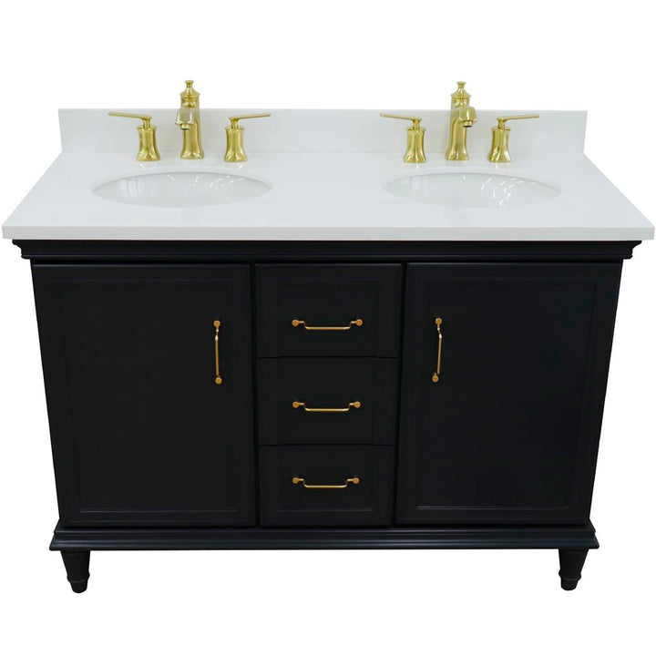 Bellaterra Home, Forli 49" Dark Gray Double Vanity, Oval Sink, White Quartz#top-options_white-quartz-top