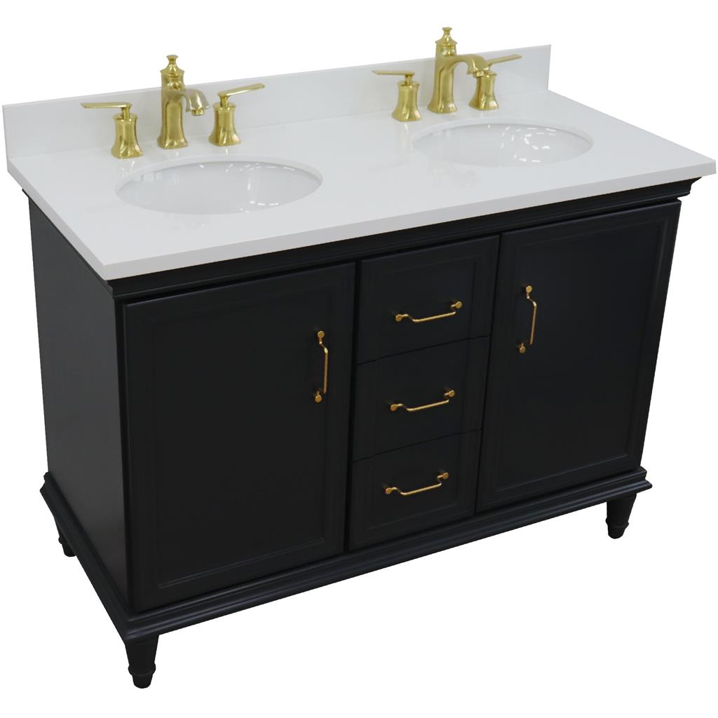 Bellaterra Home, Forli 49" Dark Gray Double Vanity, Oval Sink, White Quartz#top-options_white-quartz-top