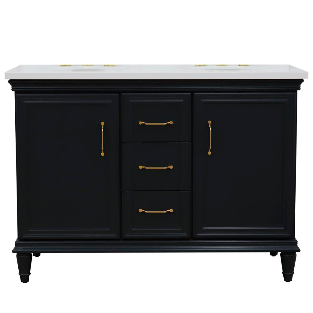 Bellaterra Home, Forli 49" Dark Gray Double Vanity, Oval Sink, White Quartz#top-options_white-quartz-top