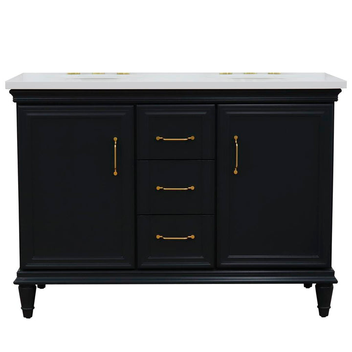 Bellaterra Home, Forli 49" Dark Gray Double Vanity, Oval Sink, White Quartz#top-options_white-quartz-top