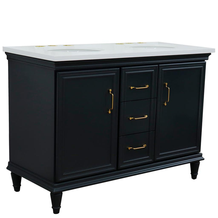 Bellaterra Home, Forli 49" Dark Gray Double Vanity, Oval Sink, White Quartz#top-options_white-quartz-top