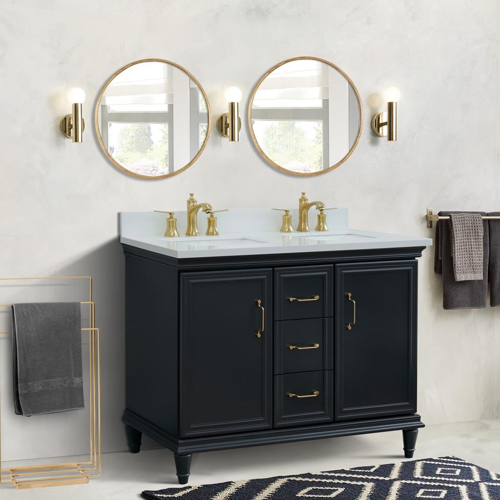 Bellaterra Home, Forli 49" Dark Gray Double Vanity, Rectangle Sink, White Quartz#top-options_white-quartz-top
