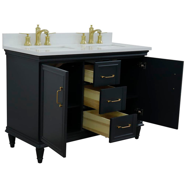 Bellaterra Home, Forli 49" Dark Gray Double Vanity, Rectangle Sink, White Quartz#top-options_white-quartz-top
