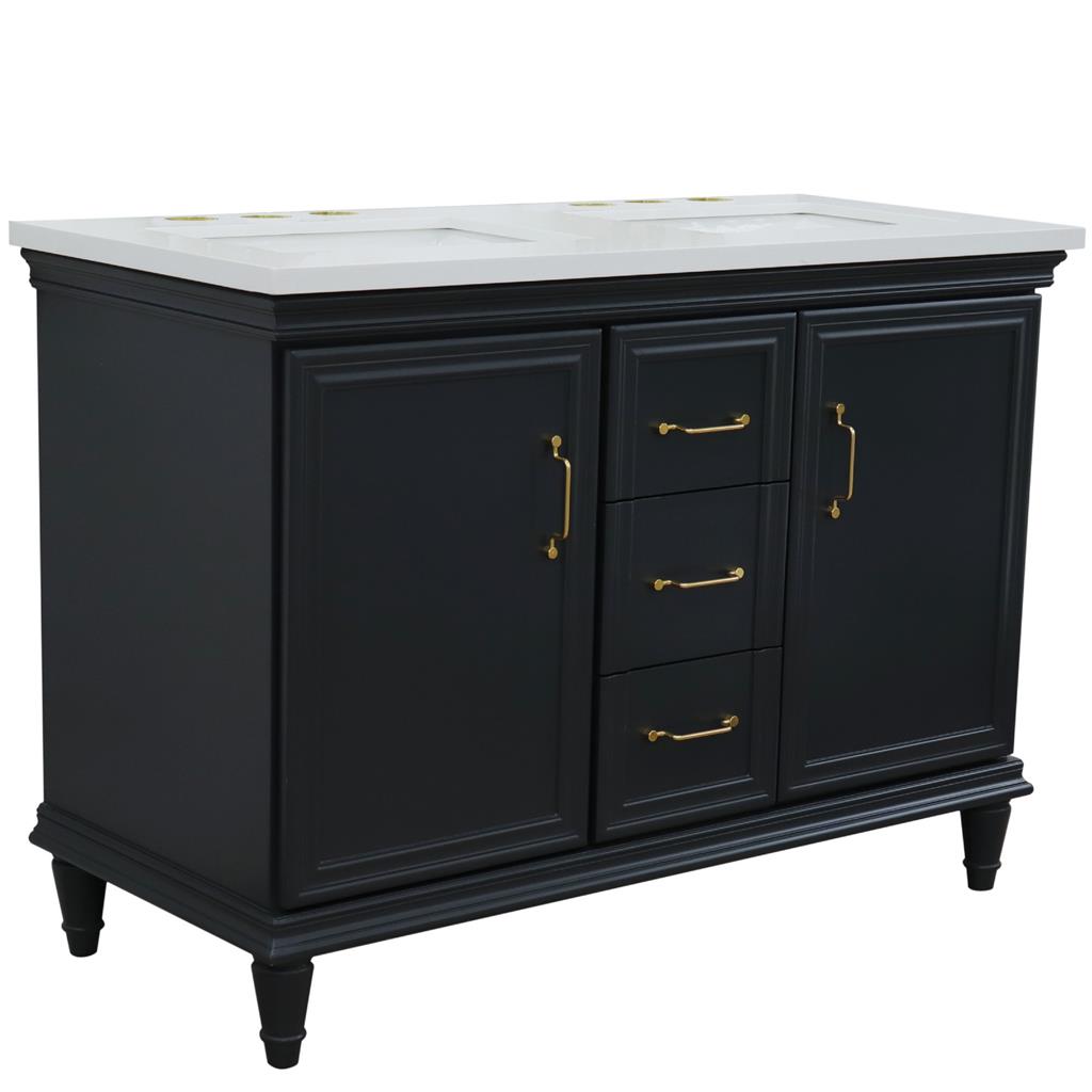 Bellaterra Home, Forli 49" Dark Gray Double Vanity, Rectangle Sink, White Quartz#top-options_white-quartz-top