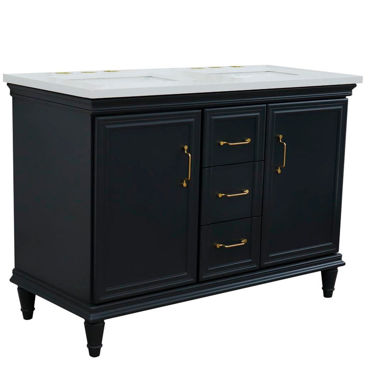 Bellaterra Home, Forli 49" Dark Gray Double Vanity, Rectangle Sink, White Quartz#top-options_white-quartz-top