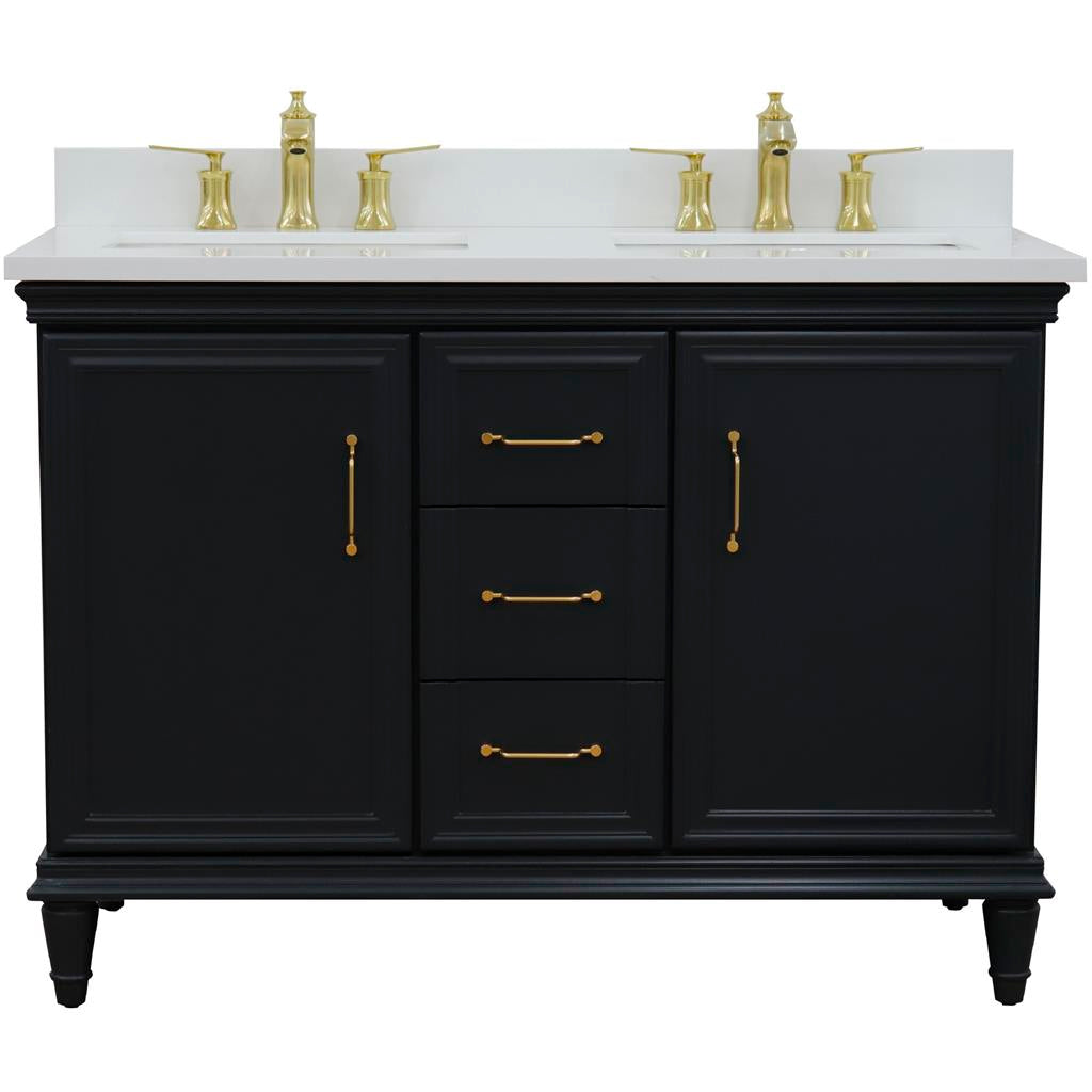 Bellaterra Home, Forli 49" Dark Gray Double Vanity, Rectangle Sink, White Quartz#top-options_white-quartz-top