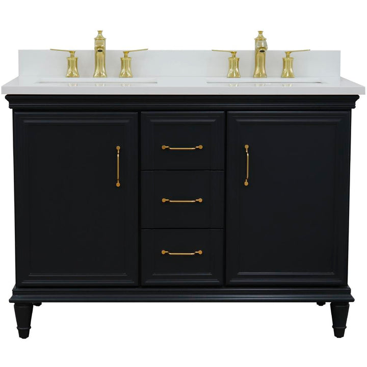 Bellaterra Home, Forli 49" Dark Gray Double Vanity, Rectangle Sink, White Quartz#top-options_white-quartz-top