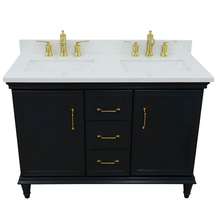 Bellaterra Home, Forli 49" Dark Gray Double Vanity, Rectangle Sink, White Quartz#top-options_white-quartz-top