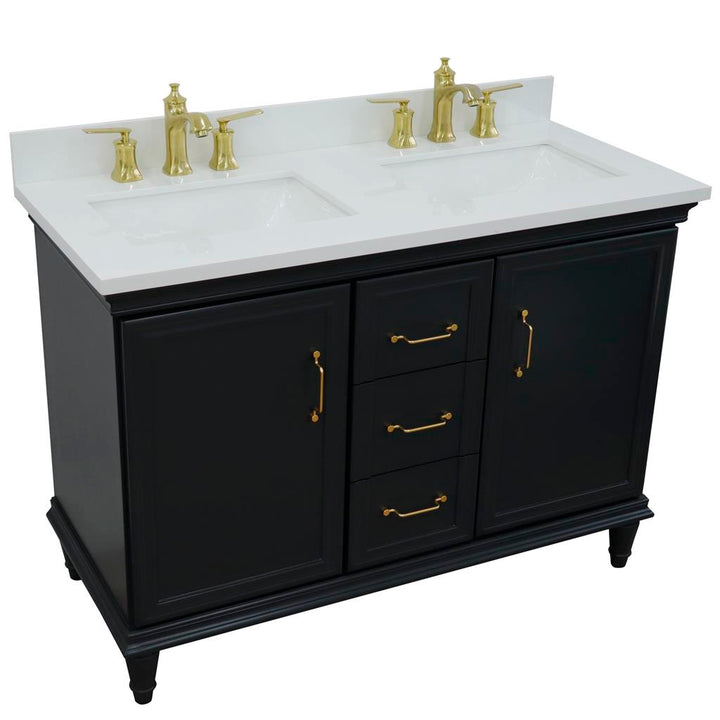 Bellaterra Home, Forli 49" Dark Gray Double Vanity, Rectangle Sink, White Quartz#top-options_white-quartz-top