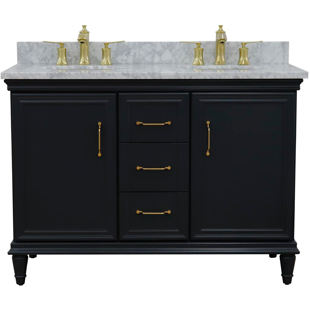Bellaterra Home, Forli 49" Dark Gray Double Vanity, Oval Sink, White Carrara Marble#top-options_white-carrara-marble-top