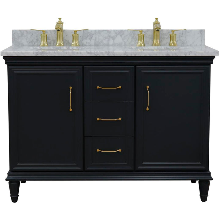 Bellaterra Home, Forli 49" Dark Gray Double Vanity, Oval Sink, White Carrara Marble#top-options_white-carrara-marble-top