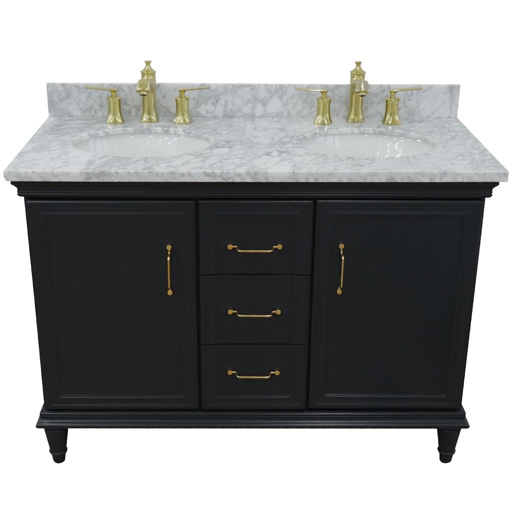Bellaterra Home, Forli 49" Dark Gray Double Vanity, Oval Sink, White Carrara Marble#top-options_white-carrara-marble-top
