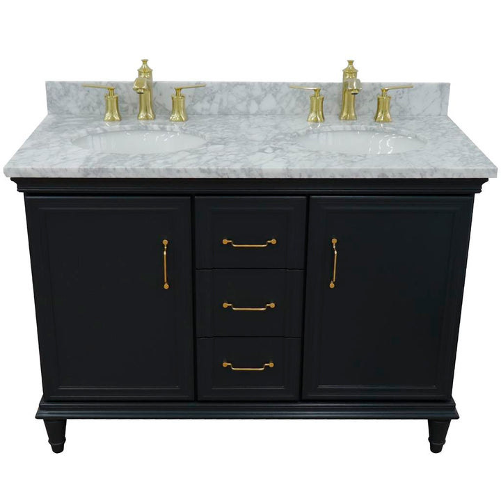 Bellaterra Home, Forli 49" Dark Gray Double Vanity, Oval Sink, White Carrara Marble#top-options_white-carrara-marble-top