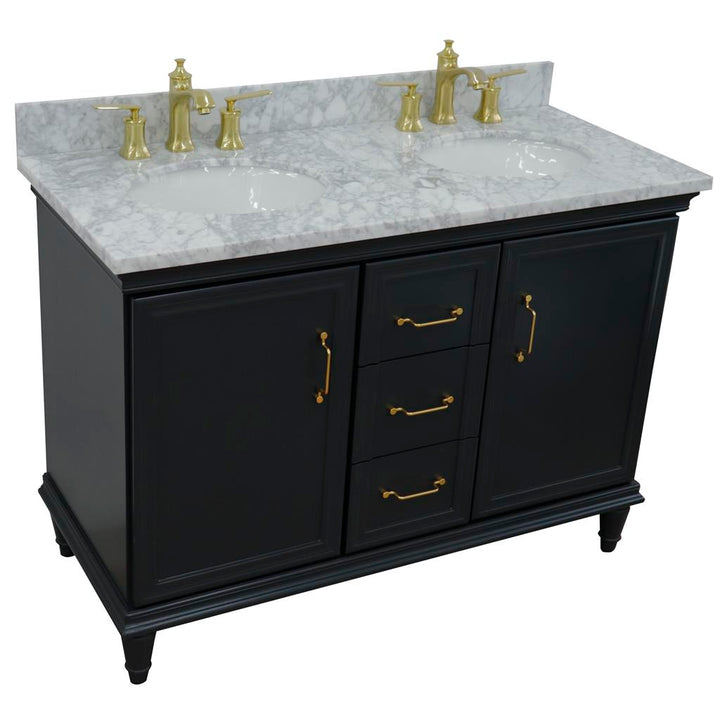 Bellaterra Home, Forli 49" Dark Gray Double Vanity, Oval Sink, White Carrara Marble#top-options_white-carrara-marble-top