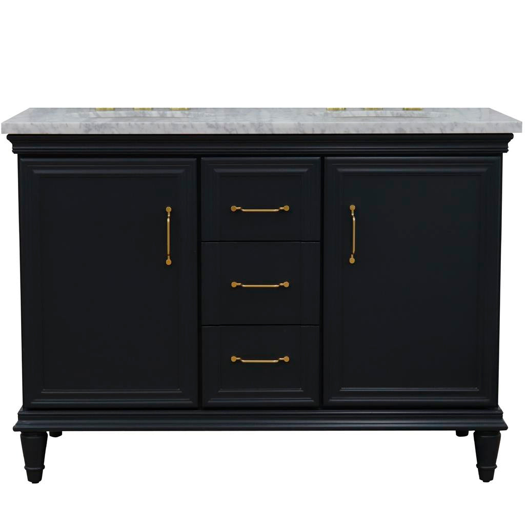 Bellaterra Home, Forli 49" Dark Gray Double Vanity, Oval Sink, White Carrara Marble#top-options_white-carrara-marble-top