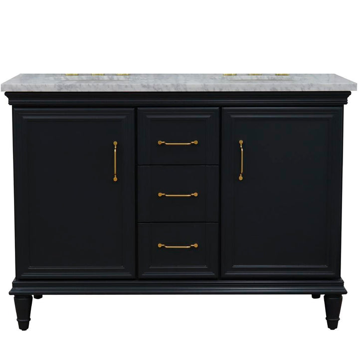 Bellaterra Home, Forli 49" Dark Gray Double Vanity, Oval Sink, White Carrara Marble#top-options_white-carrara-marble-top