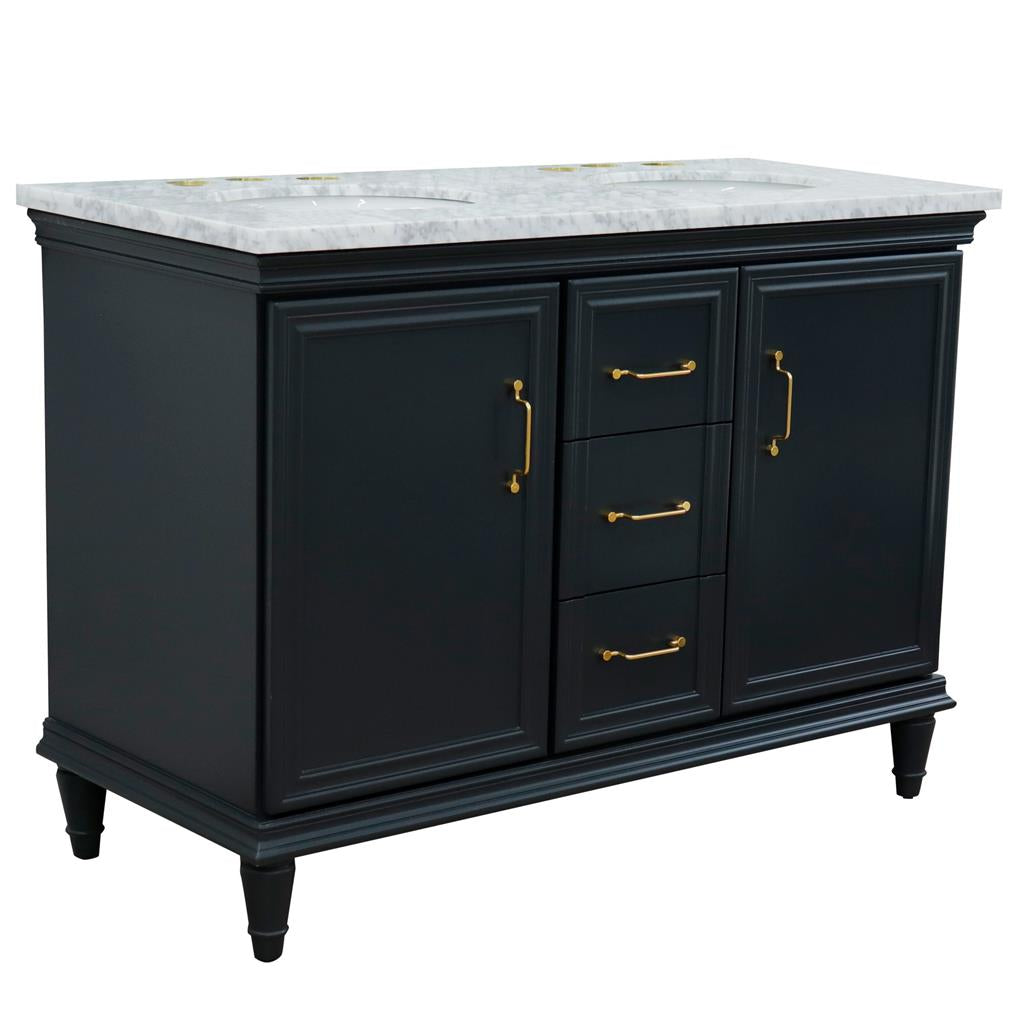 Bellaterra Home, Forli 49" Dark Gray Double Vanity, Oval Sink, White Carrara Marble#top-options_white-carrara-marble-top