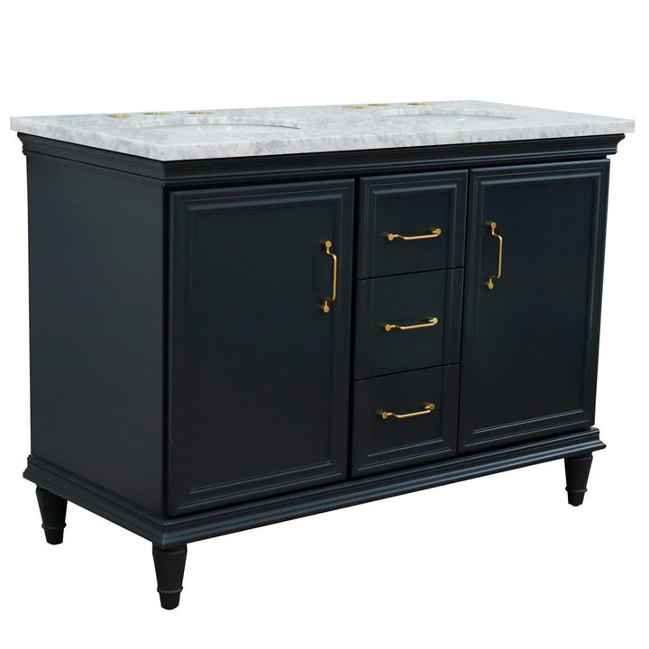 Bellaterra Home, Forli 49" Dark Gray Double Vanity, Oval Sink, White Carrara Marble#top-options_white-carrara-marble-top