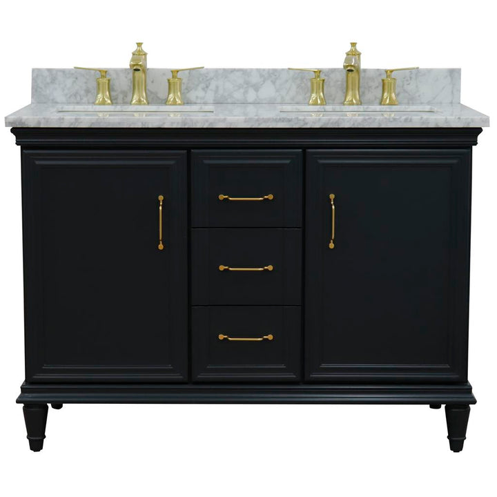 Bellaterra Home, Forli 49" Dark Gray Double Vanity, Rectangle Sink, White Carrara Marble#top-options_white-carrara-marble-top